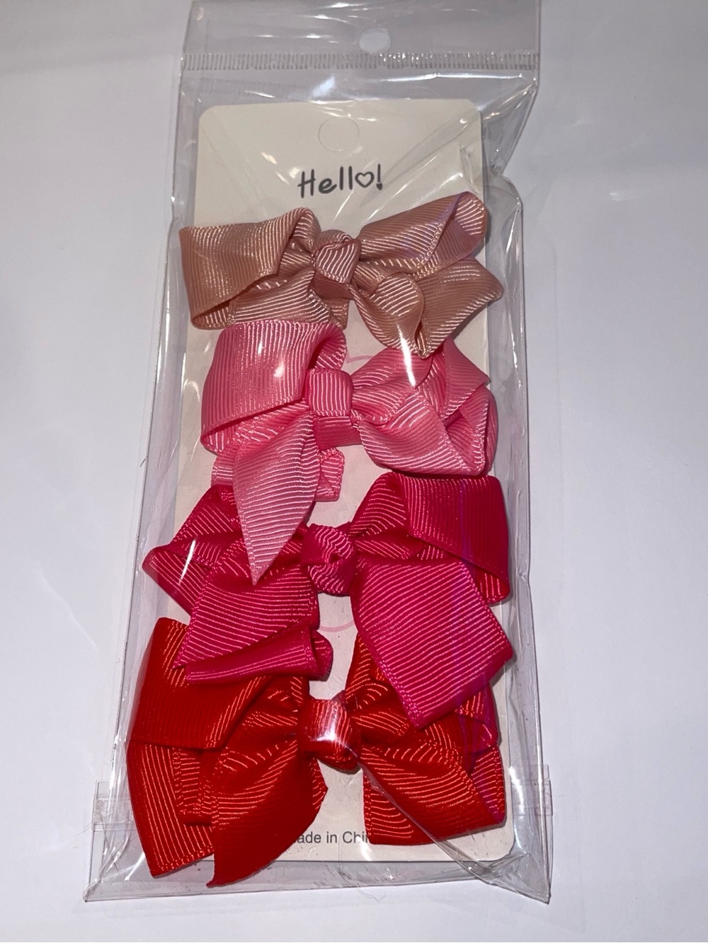 Kids Ribbon Bow Hair Clips - Pink & Red Pack